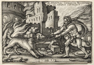 The Labors of Hercules: Hercules Dragging Cerberus from the Underworld by Hans Sebald Beham