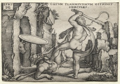 The Labors of Hercules: Hercules Killing the Giant Cacus by Hans Sebald Beham