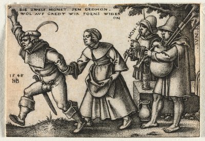 The Peasant Wedding or the Twelve Months: No. 7 by Hans Sebald Beham