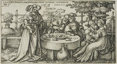 The Prodigal Son Wasting His Fortune, Plate Two from The History of the Prodigal Son by Hans Sebald Beham