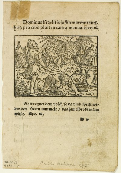 The Rain of Manna, plate five from Woodcuts from Books of the XVI Century by Hans Sebald Beham