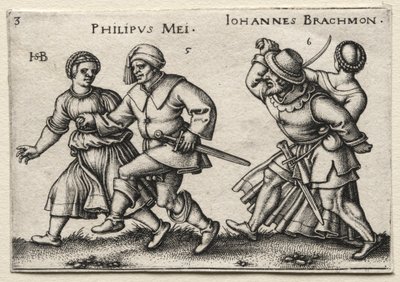 The Village Wedding: Philipus Mei / Johannes Brachmon by Hans Sebald Beham