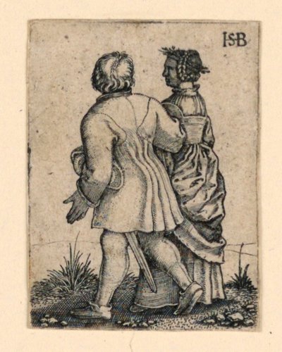 The Wedding Procession: Couple Walking Left, Facing Away by Hans Sebald Beham