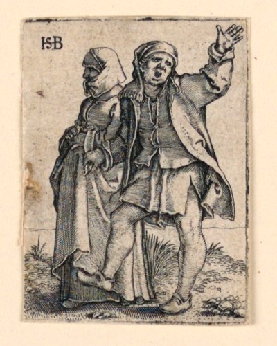 The Wedding Procession: Couple Walking Left, Man Turning Back, Raising His Arm by Hans Sebald Beham