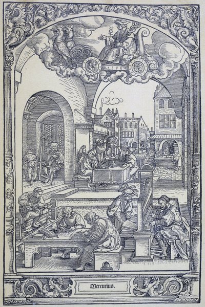 The planet Mercury and artists, scholars and technicians, c1535 (engraving) by Hans Sebald Beham