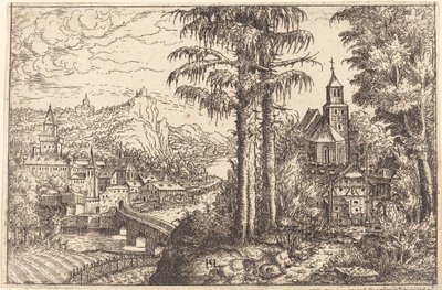 View of a Town near a River with a Church on the Right, 1553 by Hans Sebald Lautensack
