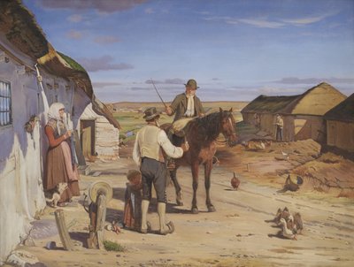 A Stranger Asking his Way at a Farm on the Moors by Hans Smidth