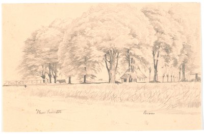 Landscape at Esrom, with a Stream and a Bridge in the Foreground, Tall Trees and a House in the Background by Hans Smidth