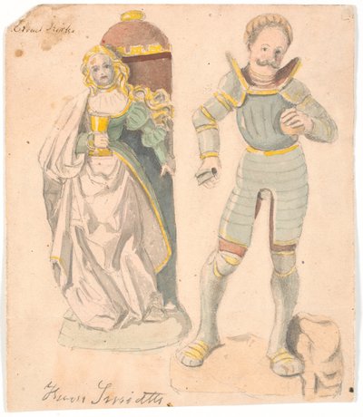Study with Two Figures after the Altarpiece in Estvad Church, Ringkøbing County by Hans Smidth