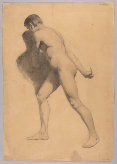 Male Nude in Side View, verso: Seated Male Nude by Hans Thoma
