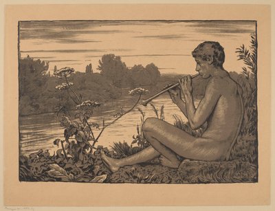 Faun Playing the Flute by Hans Thoma