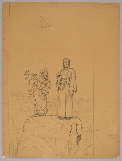 The Temptation of Christ, verso: Christ Crucified by Hans Thoma