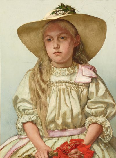 Portrait of a Girl (Ella with Straw Hat) by Hans Thoma