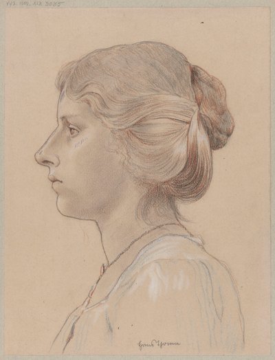 Bust of a Young Woman in Profile by Hans Thoma