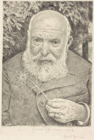 Self-Portrait VI with Flower by Hans Thoma