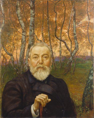 Self-Portrait in Front of a Birch Forest by Hans Thoma