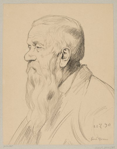 Old Man with a Long Beard Shown in Profile by Hans Thoma