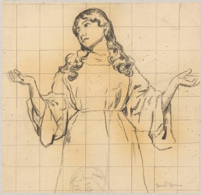 Study of a Young Woman in a Loose Dress with Raised Arms by Hans Thoma