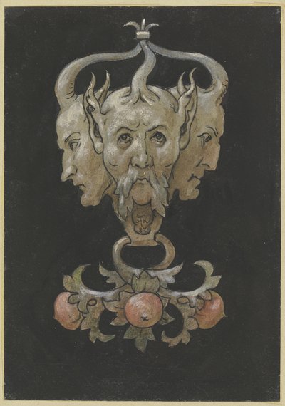 Three Satyr Masks by Hans Thoma
