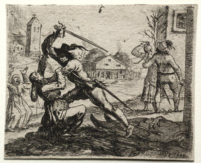 Military Subjects: Two Soldiers Pursuing Women in a Village by Hans Ulrich Franckh