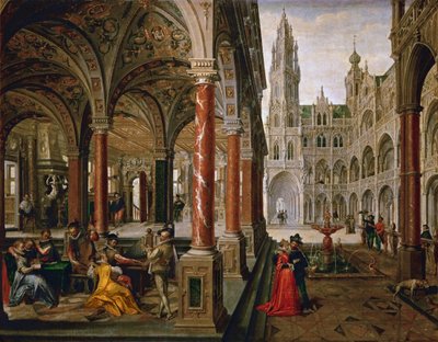 Palace with musicians by Hans Vredeman de Vries