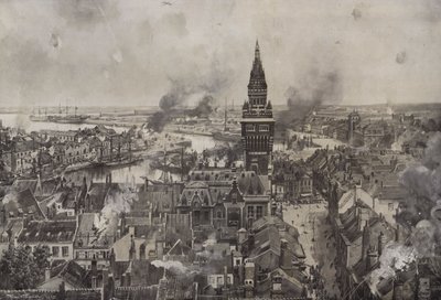 The bombardment of Dunkirk by Hans W. (after) Schmidt