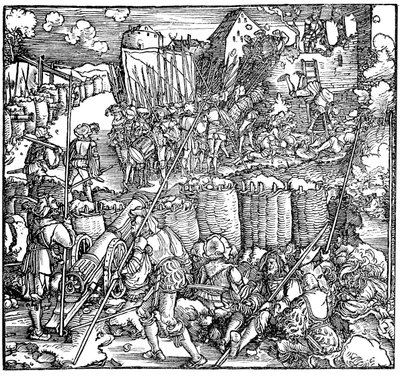 Siege of a fortress. Illustration from the book Phisicke Against Fortune by Petrarch, 1532 by Hans Weiditz the Younger
