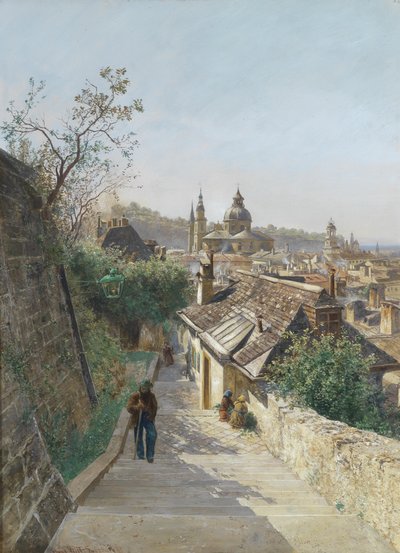 View of Salzburg Old Town from Nonnbergstiege by Hans Witt
