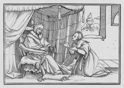 Abishag Cherishes David by Hans after Holbein the Younger