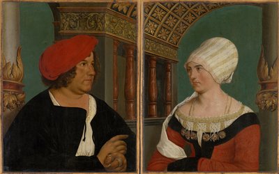 Double Portrait of the Basel Mayor Jacob Meyer zum Hasen and his Wife Dorothea Kannengiesser, 1516 by Hans after Holbein the Younger