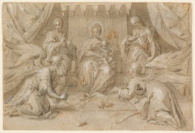 The Madonna Enthroned with Saint John the Baptist and Saint John the Evangelist by Hans von Aachen
