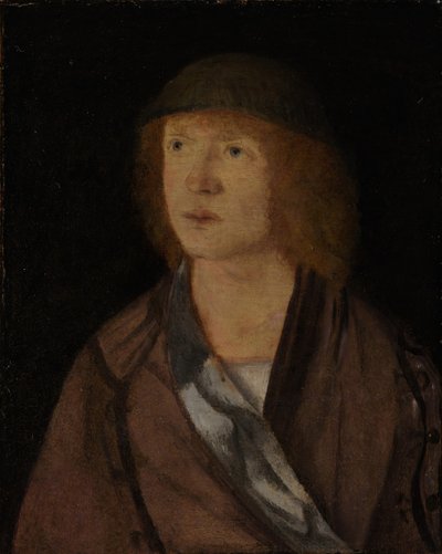 Portrait of a Young Man, reverse Girl Making a Garland by Hans von Kulmbach