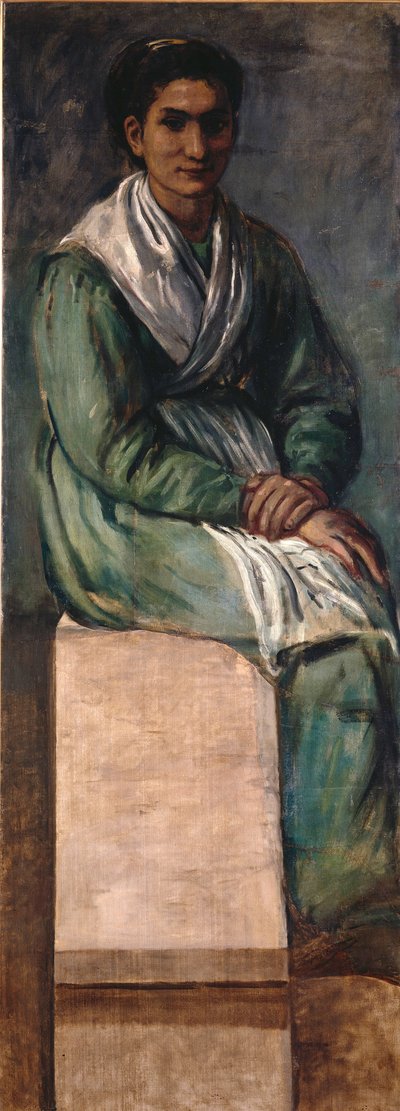 Woman on the Stairs. Study for the Frescoes in the Zoological Station in Naples by Hans von Marées