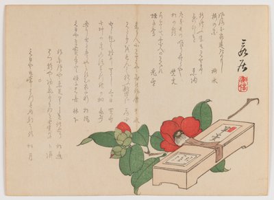 Camellia with Sweets Box (Yokan) by Hanzan Matsukawa