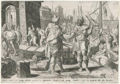 Servant with the Five Talents Trading (Parable of the Talents) by Harmen Jansz Muller