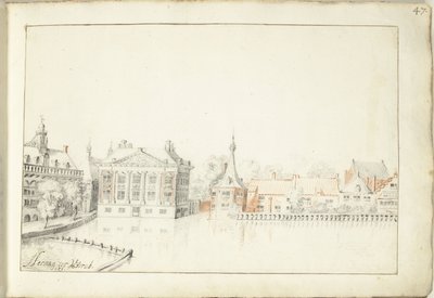 View of the Buildings at the Hofvijver, The Hague by Harmen ter Borch (signed by artist)
