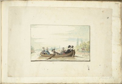 Group of Six People in a Boat on the Zwolle Canal by Harmen ter Borch