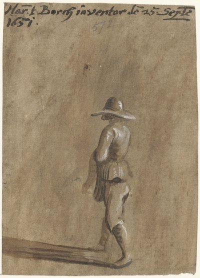 Boy with Wide-Brimmed Hat, Walking Left by Harmen ter Borch