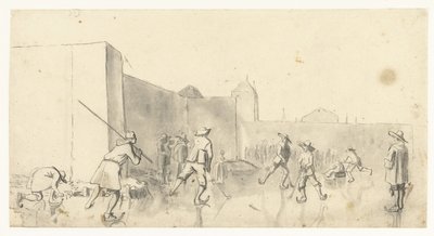 Skaters at the Zijlpoort, Haarlem by Harmen ter Borch