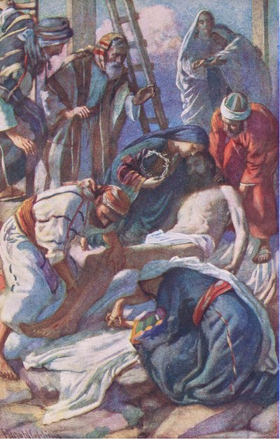 At the cross, illustration from Harold Copping Pictures: The Crown Series by Harold Copping