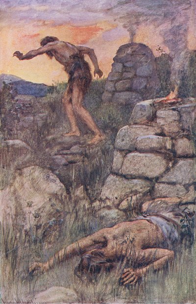 Cain and Abel (Illustration from Pictures That Teach The Crown Series, 1920) by Harold Copping