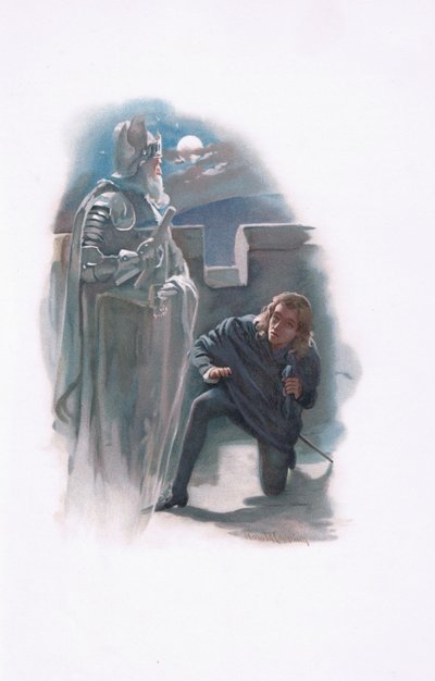 Hamlet and the ghost, illustration from Hamlet by Harold Copping