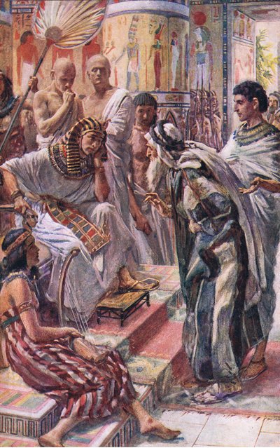 Jacob Before Pharaoh (Illustration from Pictures That Teach The Crown Series, 1920) by Harold Copping