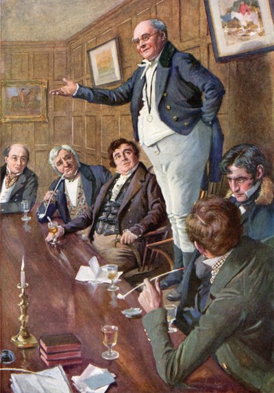 Mr Pickwick addresses the Club by Harold Copping