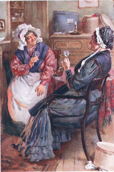Sarah Gamp and Betsey Prig, illustrations for Character Sketches from Dickens compiled by B.W. Matz, 1924 by Harold Copping