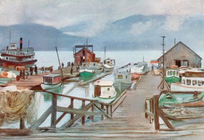 The Fish Market, Vancouver, the Mosquito Fleet by Harold Copping