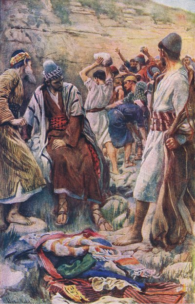 The death of Stephen, illustration from Harold Copping Pictures: The Crown Series by Harold Copping