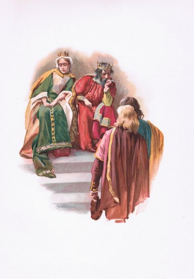 The meeting with Rosencrantz and Guildenstern, illustration from Hamlet by Harold Copping