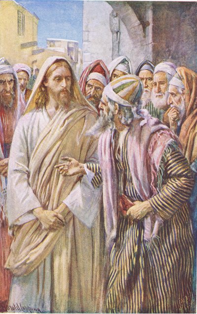 The question of the Sadducees, illustration from Harold Copping Pictures: The Crown Series by Harold Copping
