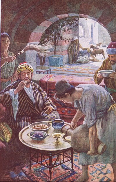 The rich man and Lazarus, illustration from Harold Copping Pictures: The Crown Series by Harold Copping